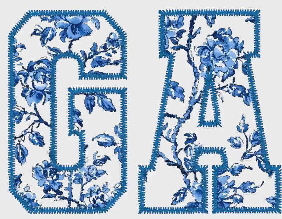 Large GA Varsity Letter Appliqué Embroidery File: Zig Zag Stitch (Instant Download, 10 Formats)