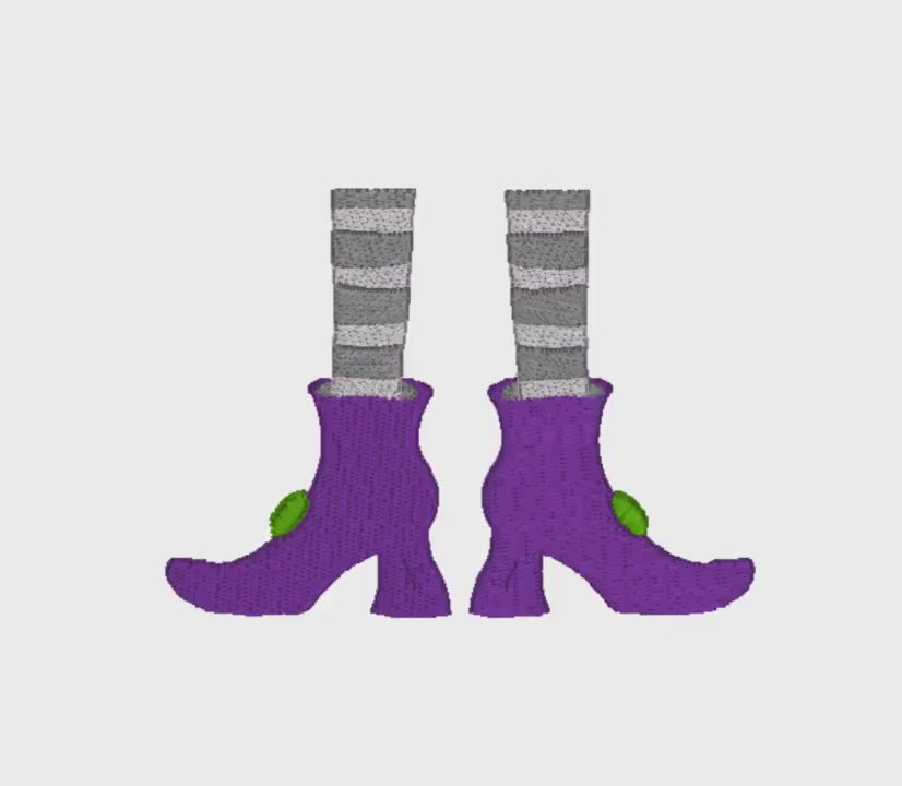 Striped Witch Feet Embroidery Design: Halloween Monogram Topper (10 Stitch Formats)