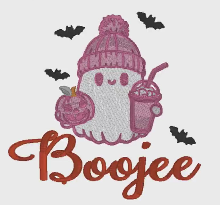 Boojie Halloween Ghost Embroidery File Bats Pumpkin Coffee Fall Design 8 Instant Downloads