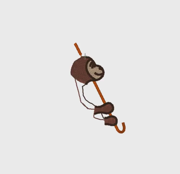 Chimp with Parasol/Umbrella Embroidery Design: Chinoiserie Monkey (Instant Download, 9 Formats)