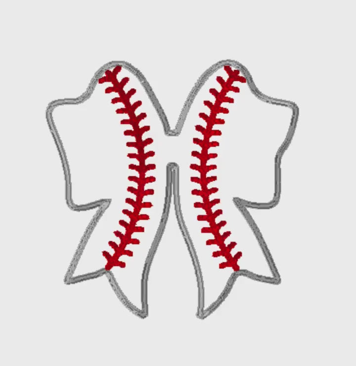 Baseball Softball Stitch Bows Side Slit Bow Appliqué Embroidery Design File Instant Download