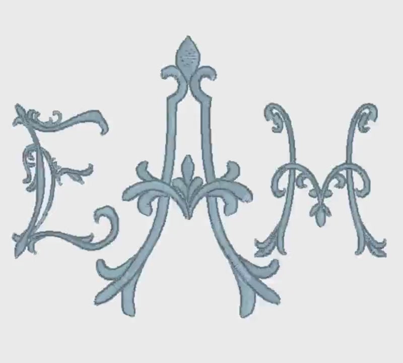 Antoinette Monogram Embroidery Font: 5", 10 Formats (Instant Download)