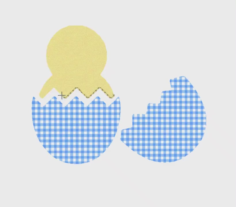 Design & Name Bundle: Cracked Egg Applique, Easter Chick Font Bundle (2 Sizes, Digital Download)