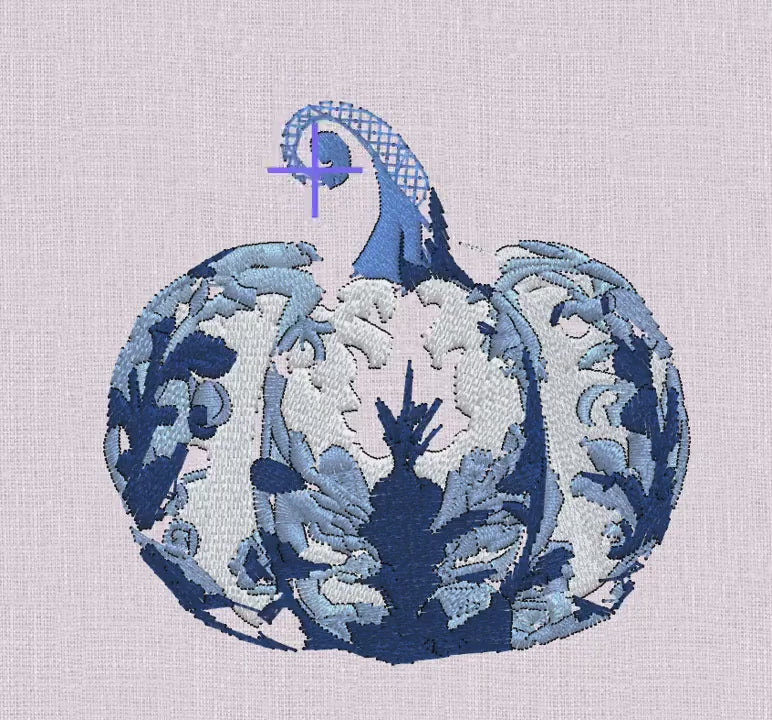 Chinoiserie Pumpkin Embroidery Design: Grandmillennial Fall Stitch (3", 10 Formats)