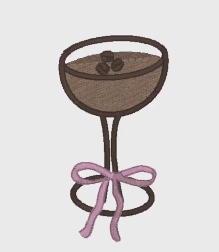 3 1/2" Espresso Martini Tied with a Bow Embroidery Design (Instant Download)