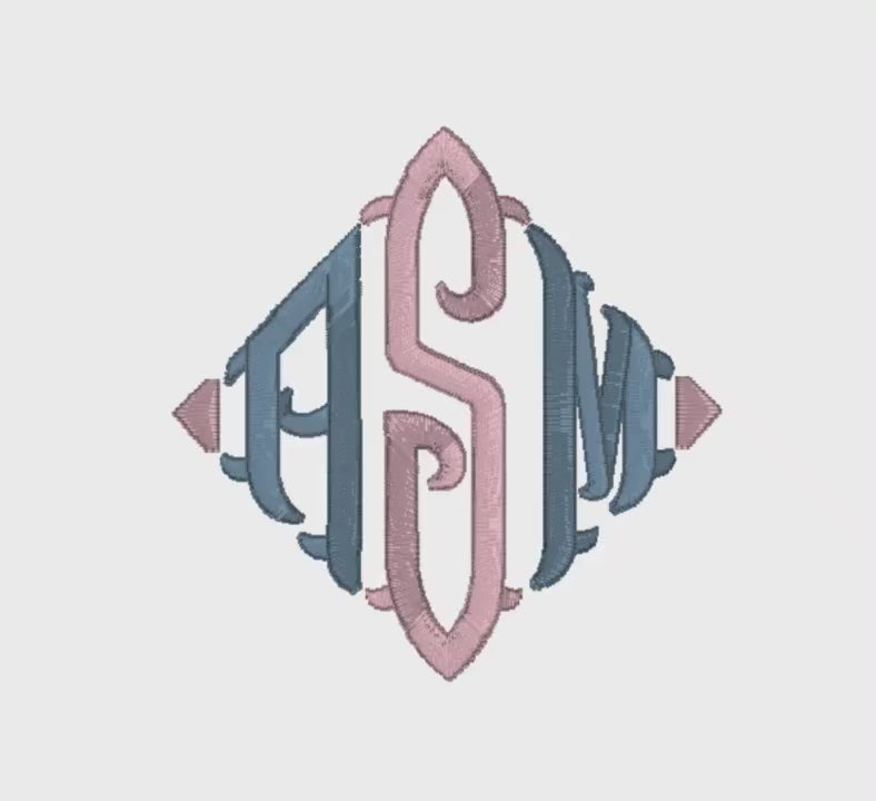 Fishtail Diamond Embroidery Font File: Editable Sizing (9 File Types)