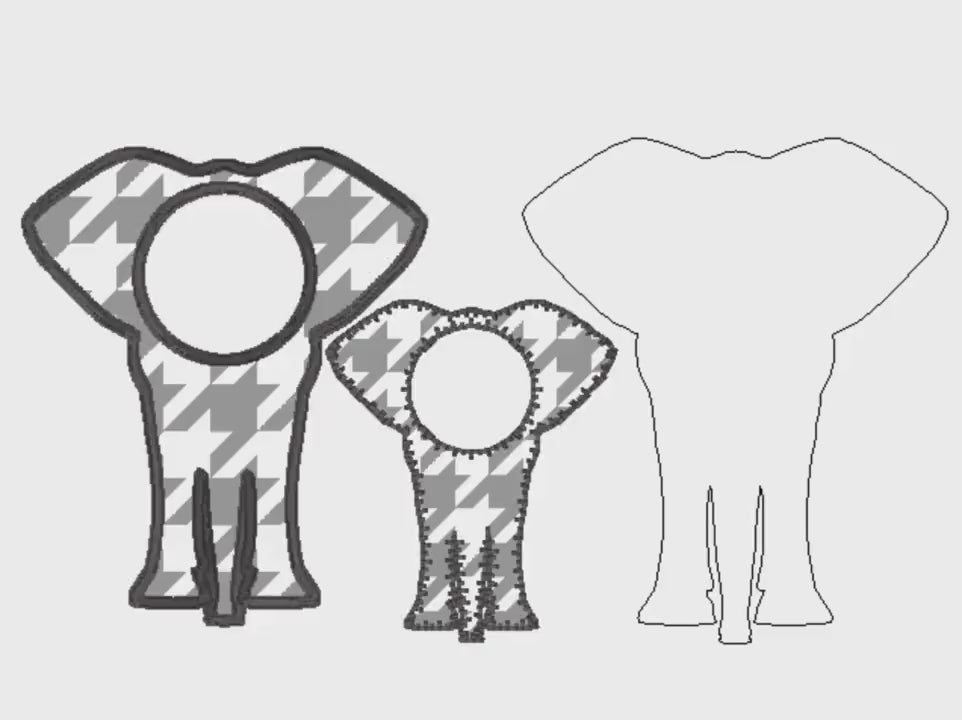 Elephant Applique Embroidery Files: Monogram Frame, 3 Sizes
