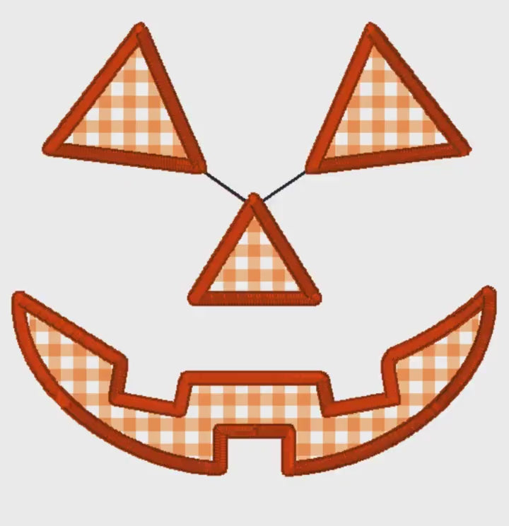 Jack-o'-Lantern Pumpkin Face Appliques: Halloween Embroidery File (4 inch, 2 Designs, 10 Formats)