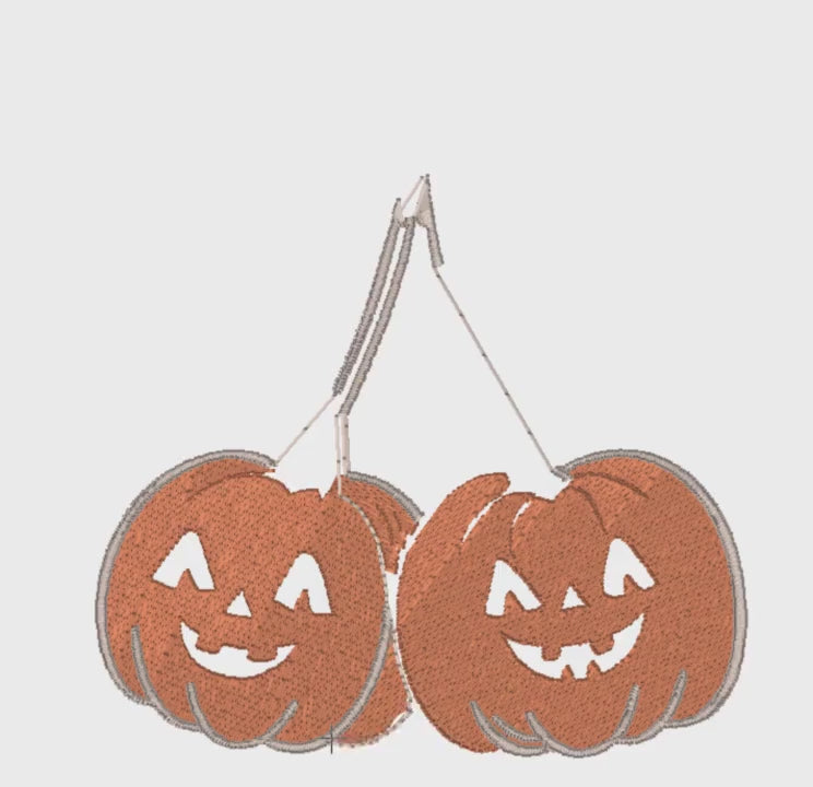 Pumpkin Cherries Coquette Bow Embroidery File: Fall Stitch Design (10 Formats)