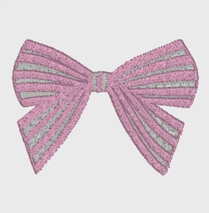 2 Sizes Striped Coquette Bow Embroidery Design: Preppy Monogram Topper (Sizes Included)