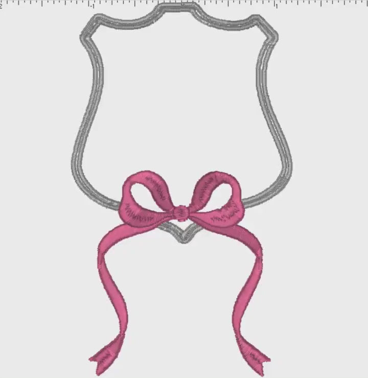 Ribbon Crest Coquette Bow Monogram Frame Embroidery Design 8 Instant Downloads 2 Sizes